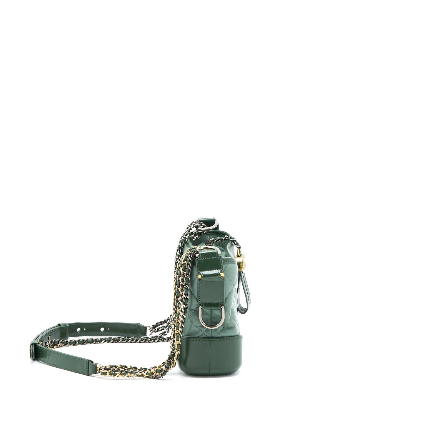 Chanel Small Gabrielle Hobo Bag Aged Calfskin Green Multicolour with Multicolour Hardware