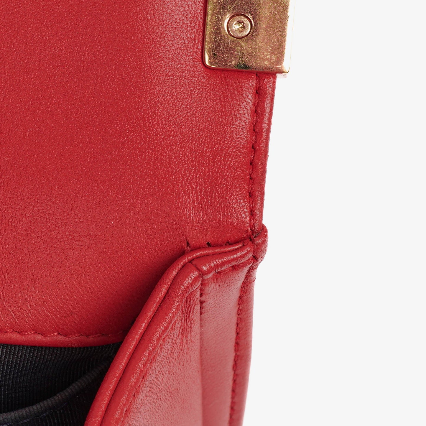 Chanel Boy Red Flap Leather Bag