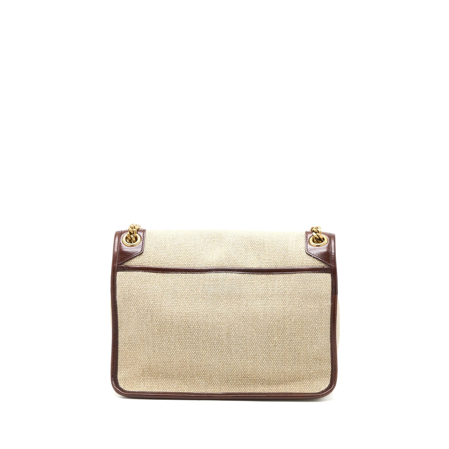 Saint Laurent Medium Niki Purse Trimmed Linen Canvas Brown