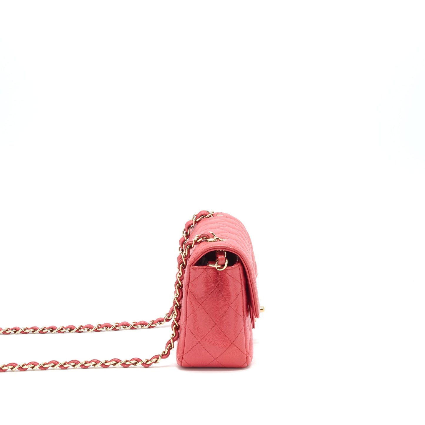 Chanel Mini Rectangular Flap Bag Caviar Coral Pink