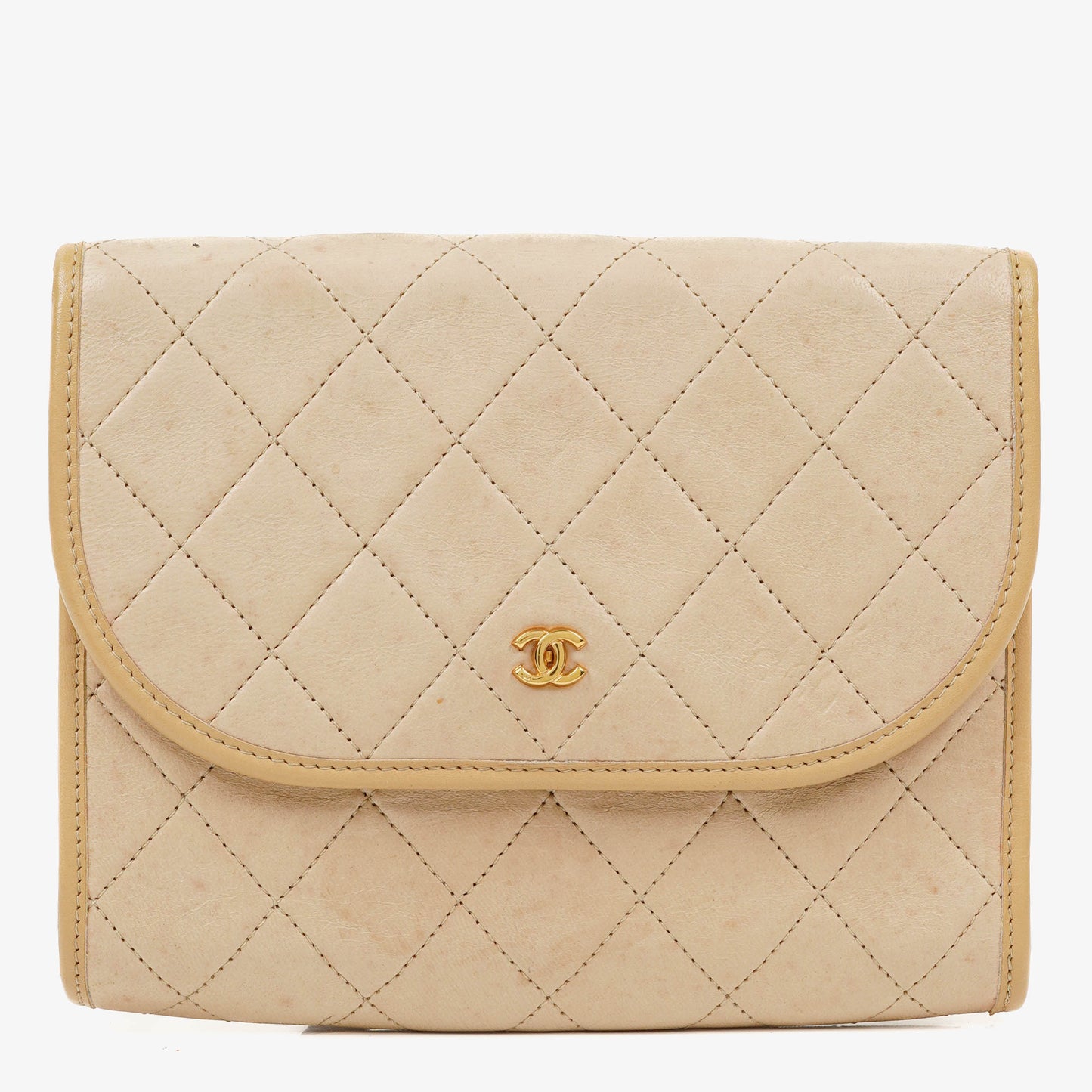 Chanel Mini Flap Bag Beige Quilted Lambskin With 24K Gold-Plated Hardware