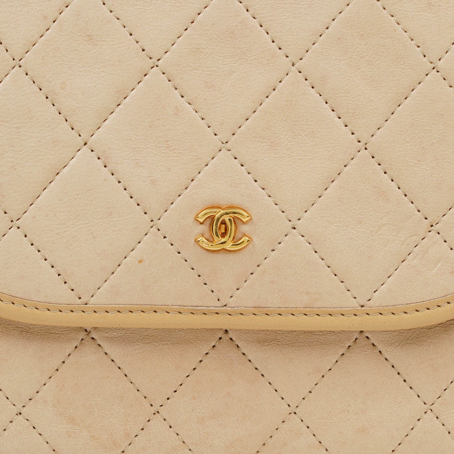 Chanel Mini Flap Bag Beige Quilted Lambskin With 24K Gold-Plated Hardware