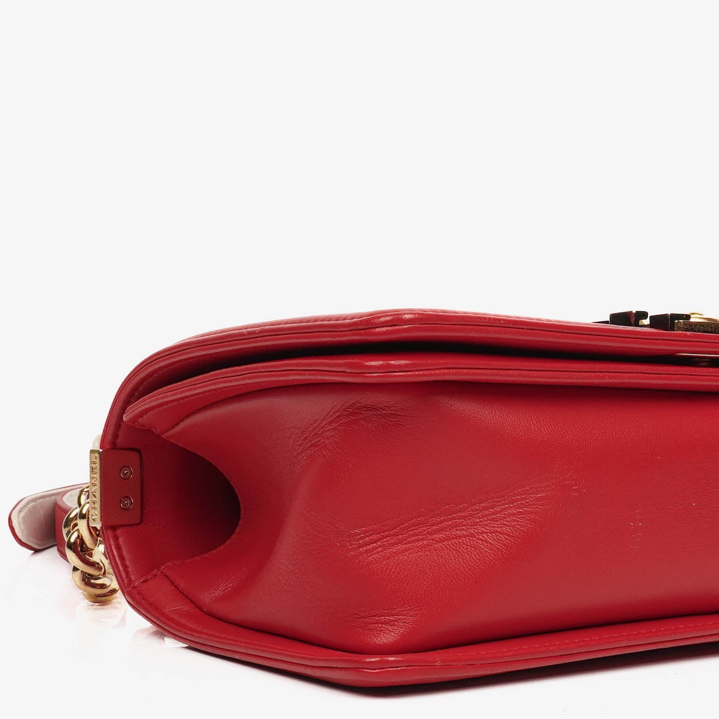 Chanel Boy Red Flap Leather Bag