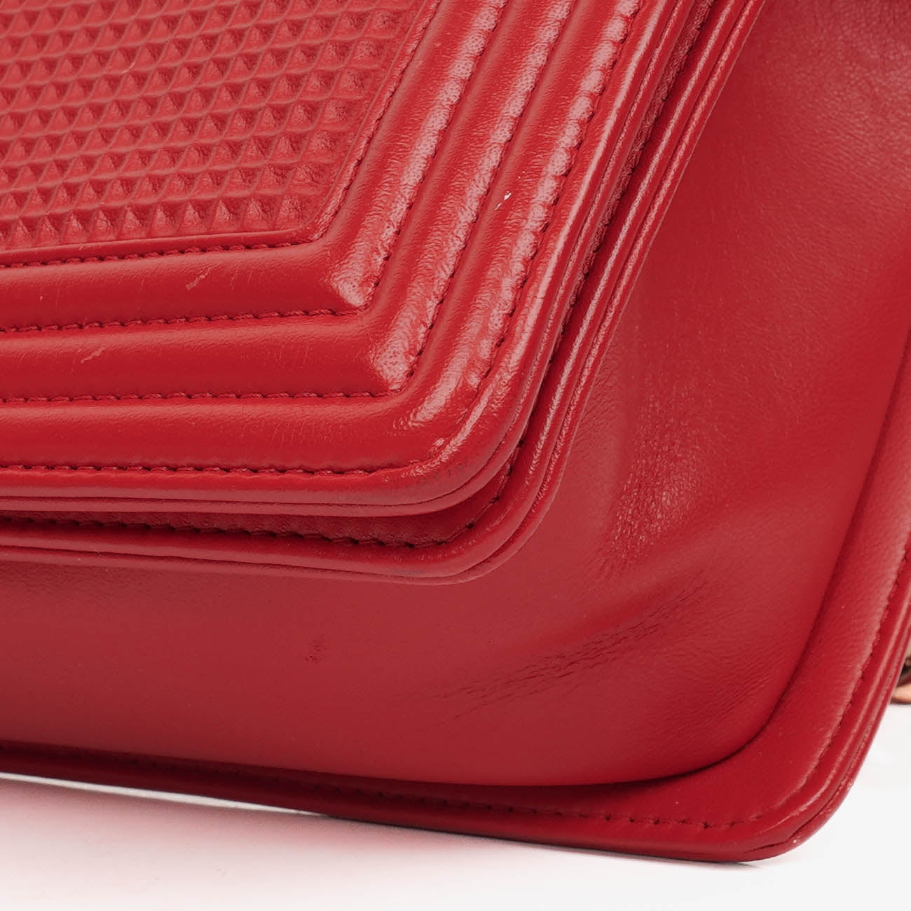 Chanel Boy Red Flap Leather Bag