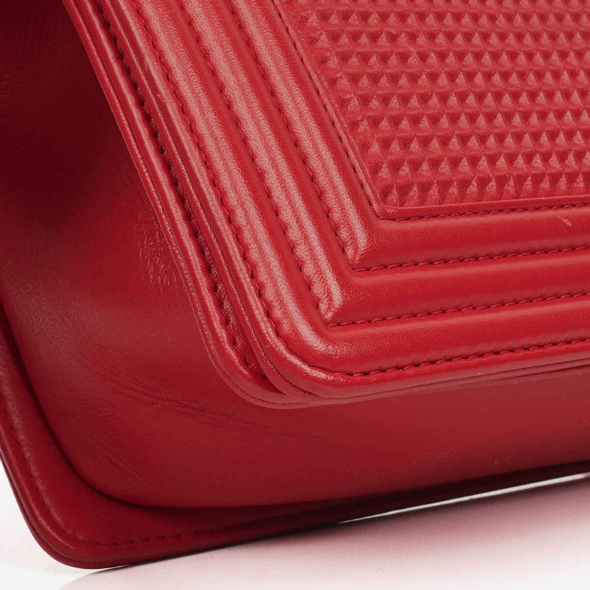 Chanel Boy Red Flap Leather Bag