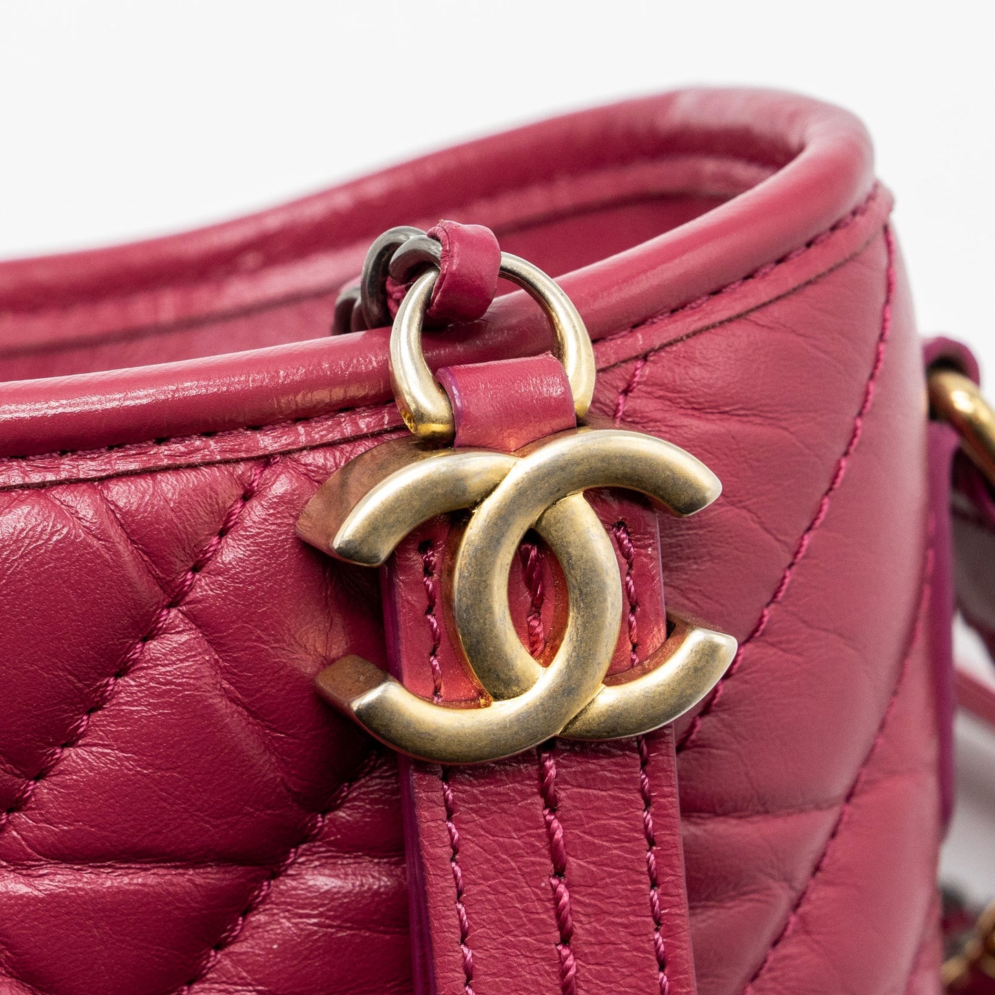 Chanel chevron Gabrielle hobo bag calfskin raspberry multicolour hardware