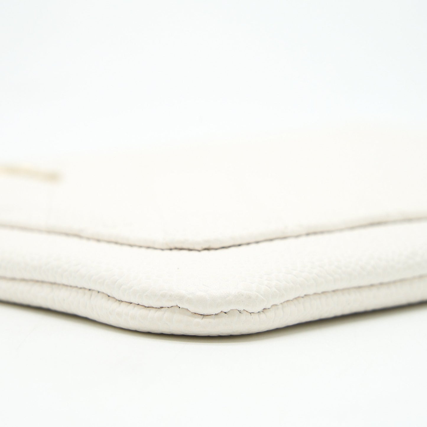 Chanel Seasonal Zippy Pouch Caviar White