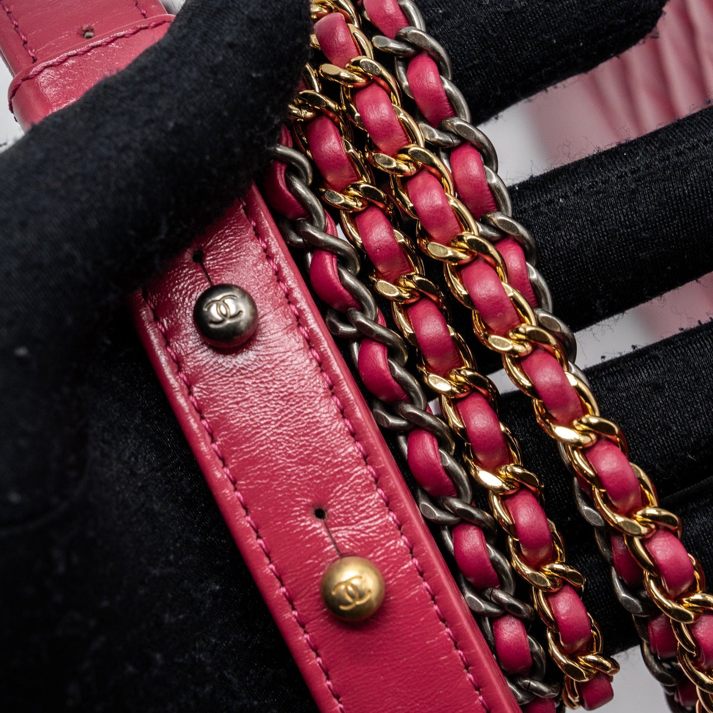 Chanel chevron Gabrielle hobo bag calfskin raspberry multicolour hardware
