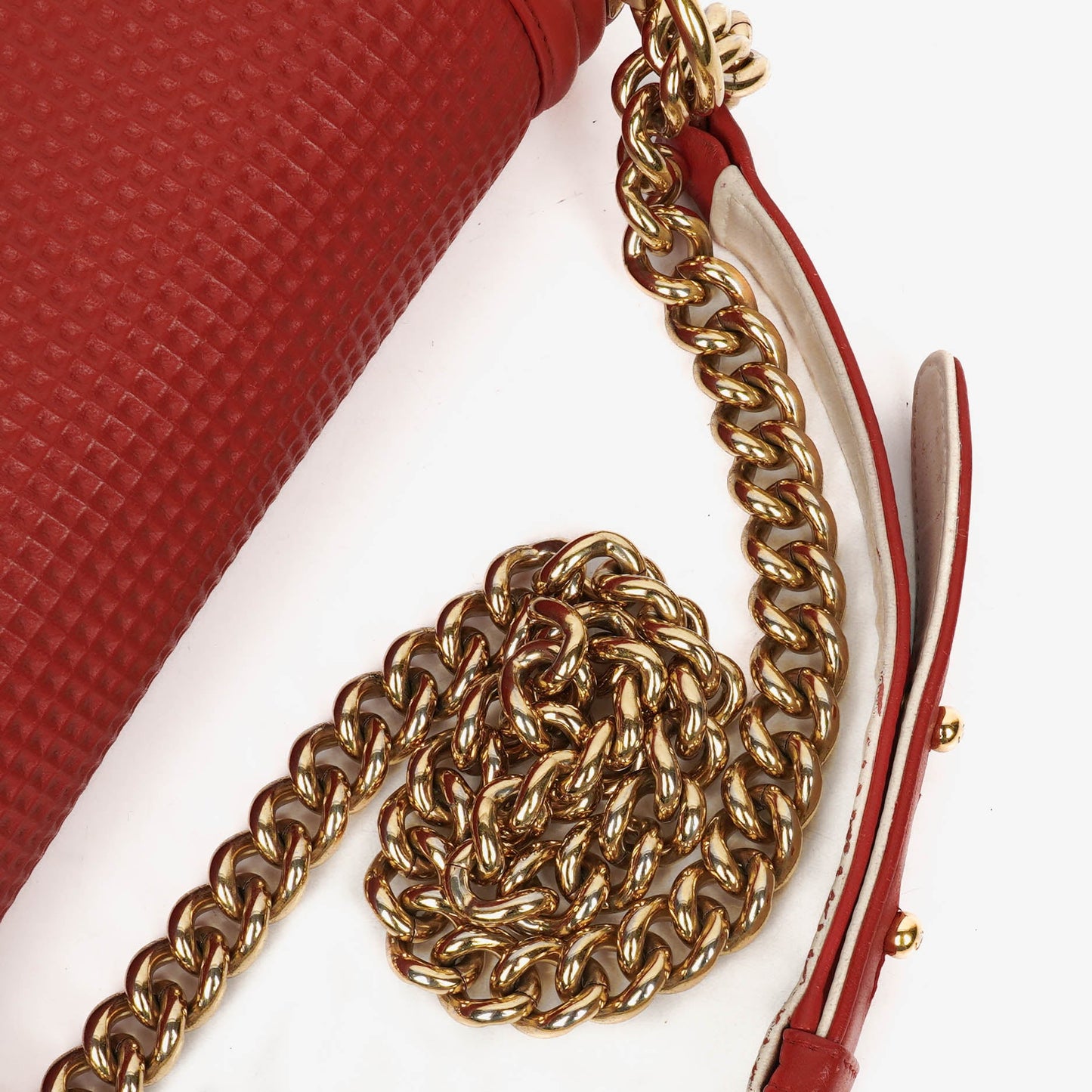 Chanel Boy Red Flap Leather Bag