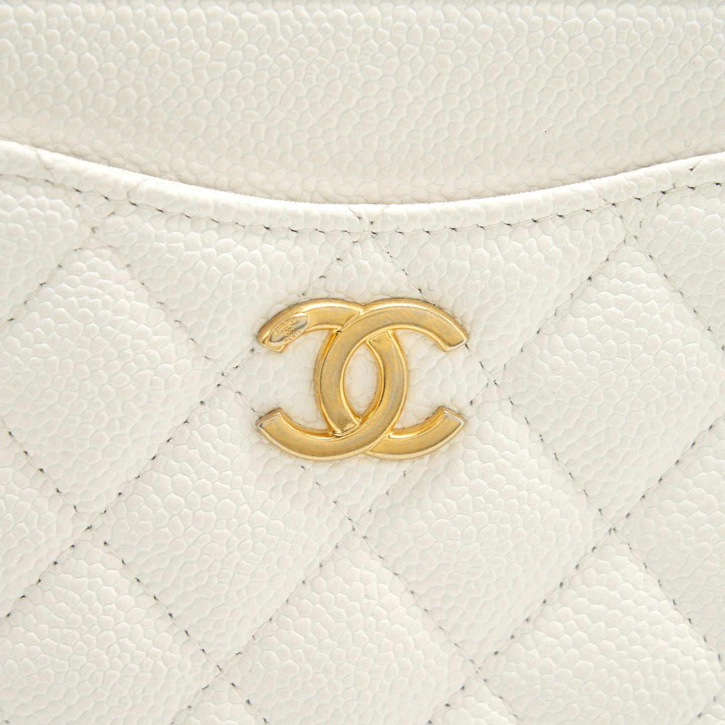 Chanel Seasonal Zippy Pouch Caviar White