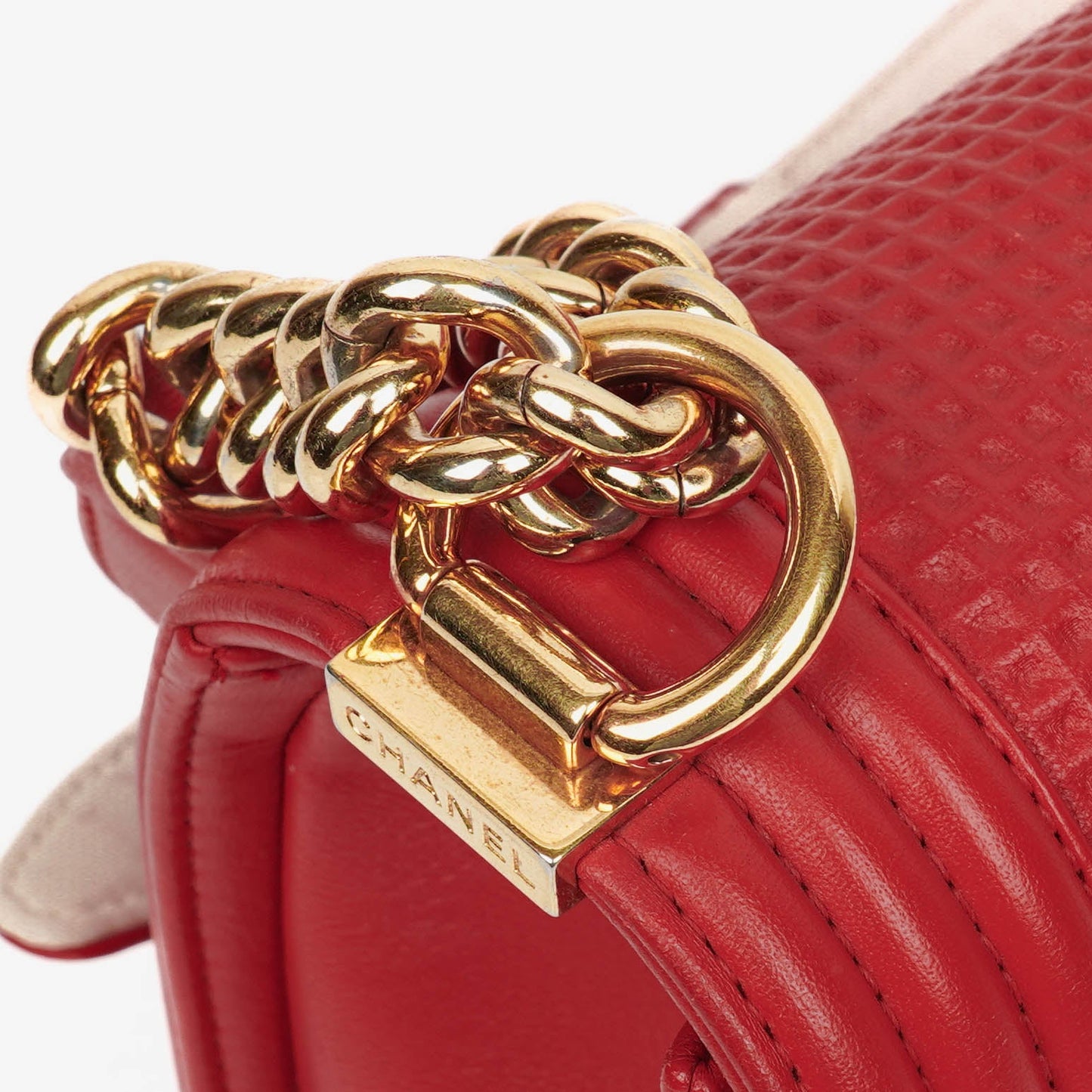Chanel Boy Red Flap Leather Bag