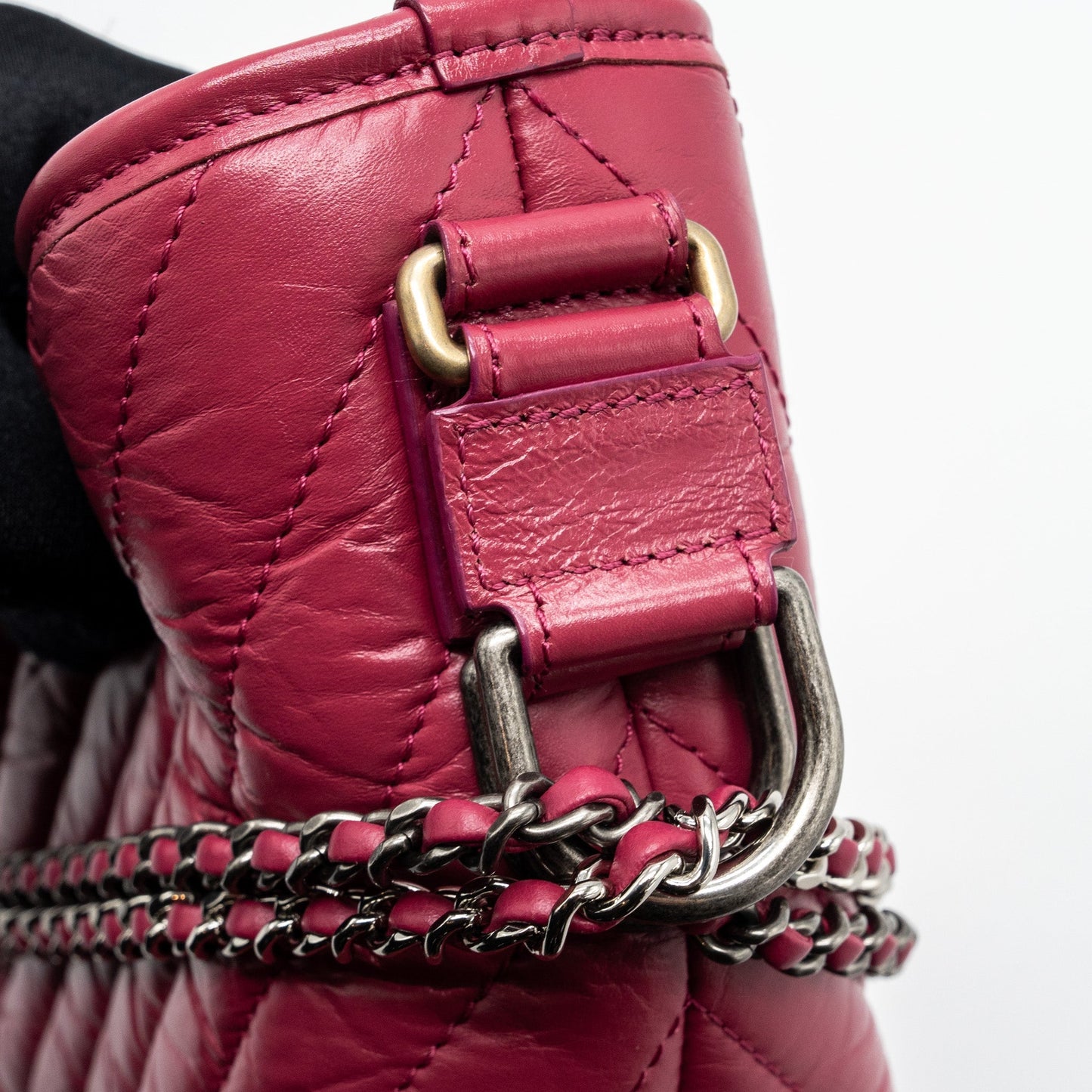 Chanel chevron Gabrielle hobo bag calfskin raspberry multicolour hardware