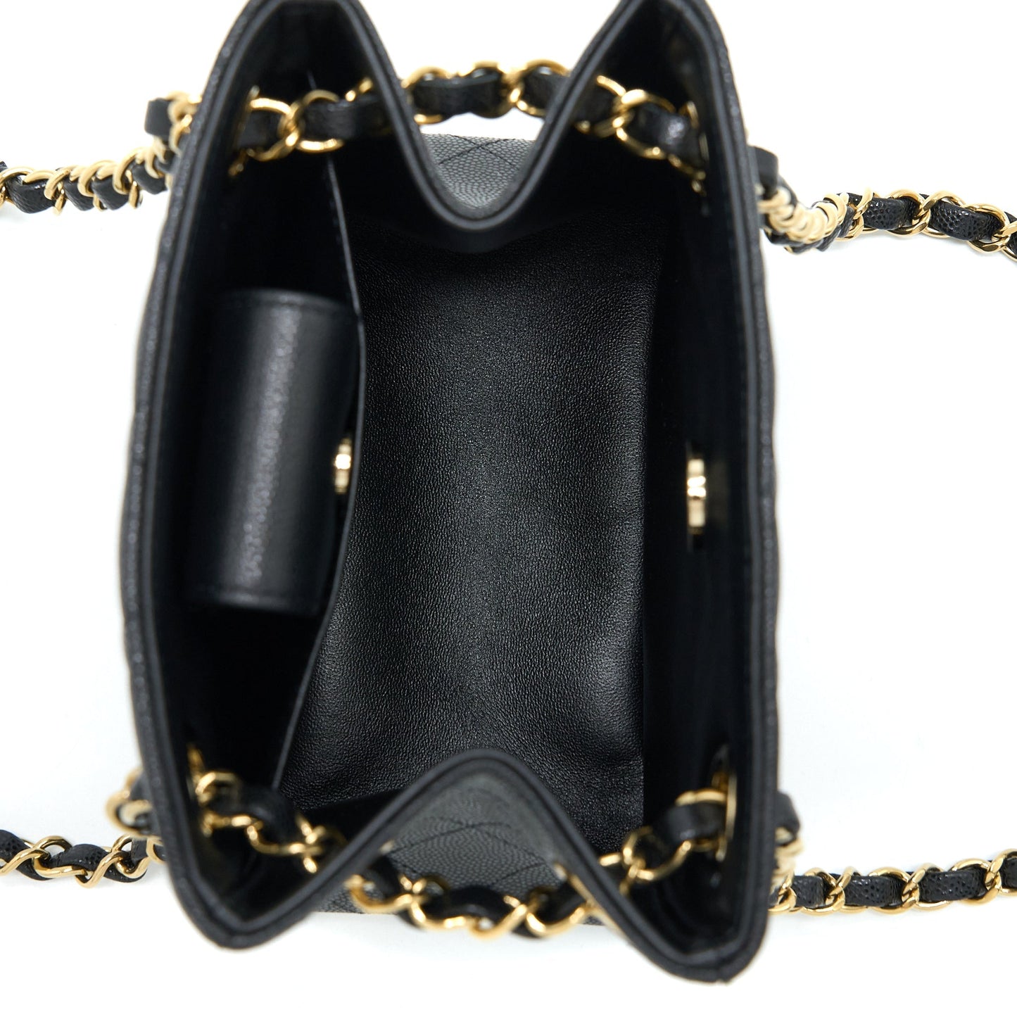 Chanel 23C Mini Bucket Bag Caviar Black L (Microchip)