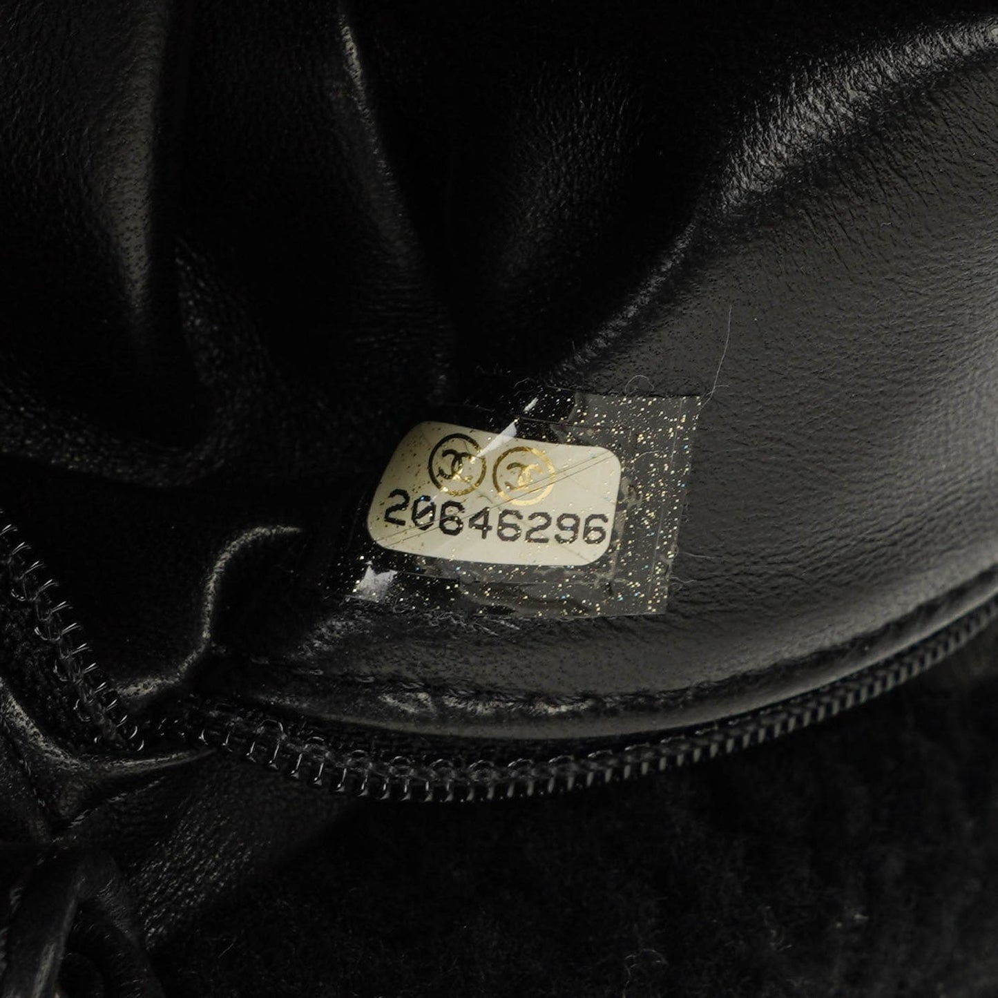 Chanel Medium Black Shearling Pearl Flap Bag