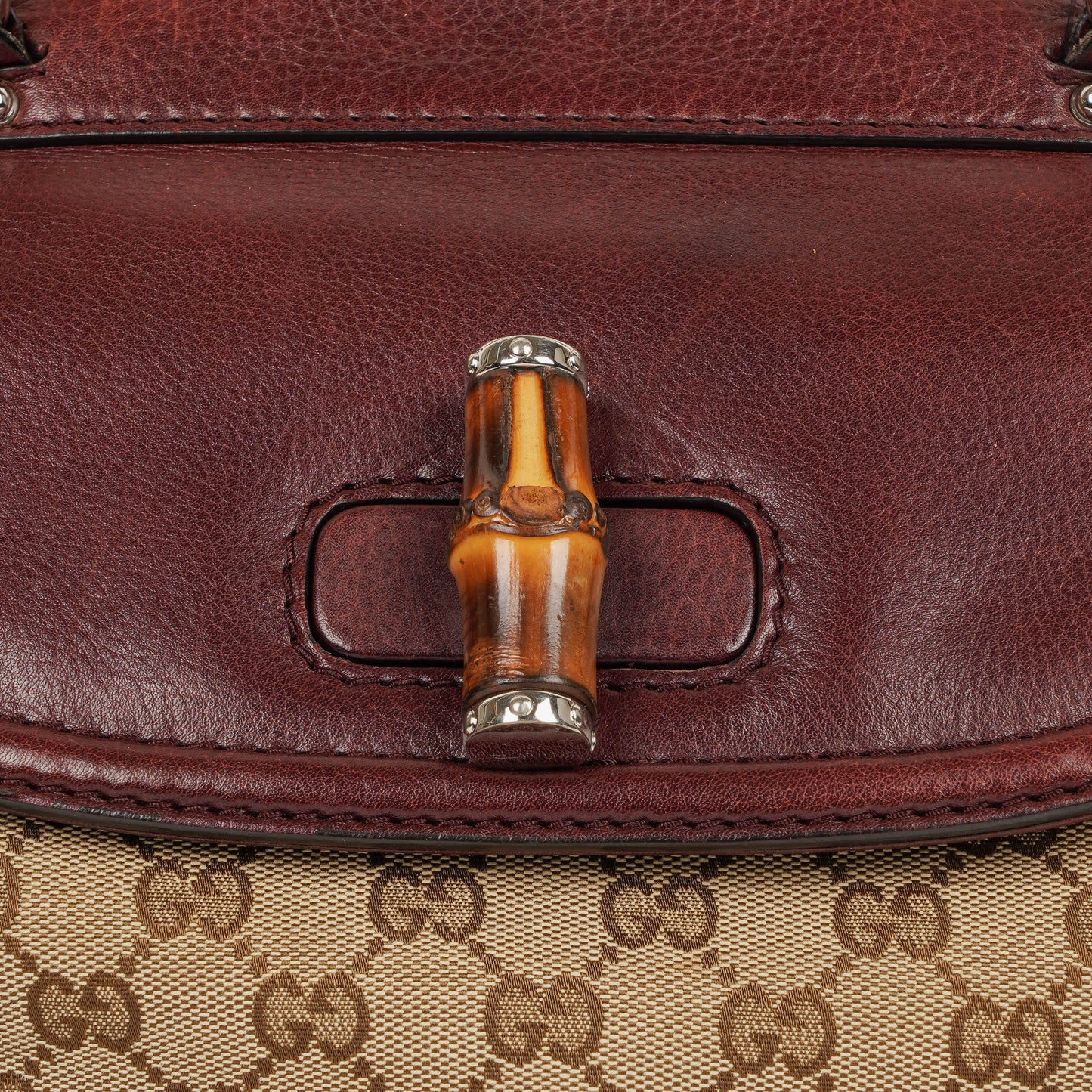 Gucci Bamboo Top Handle Burgundy Lerahter Tote Bag