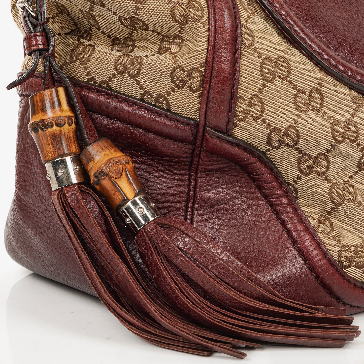 Gucci Bamboo Top Handle Burgundy Lerahter Tote Bag