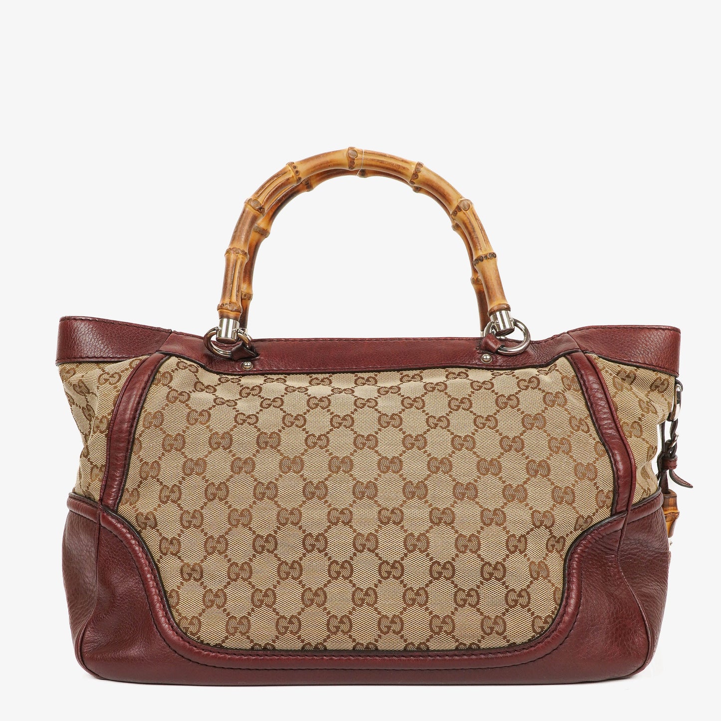 Gucci Bamboo Top Handle Burgundy Lerahter Tote Bag