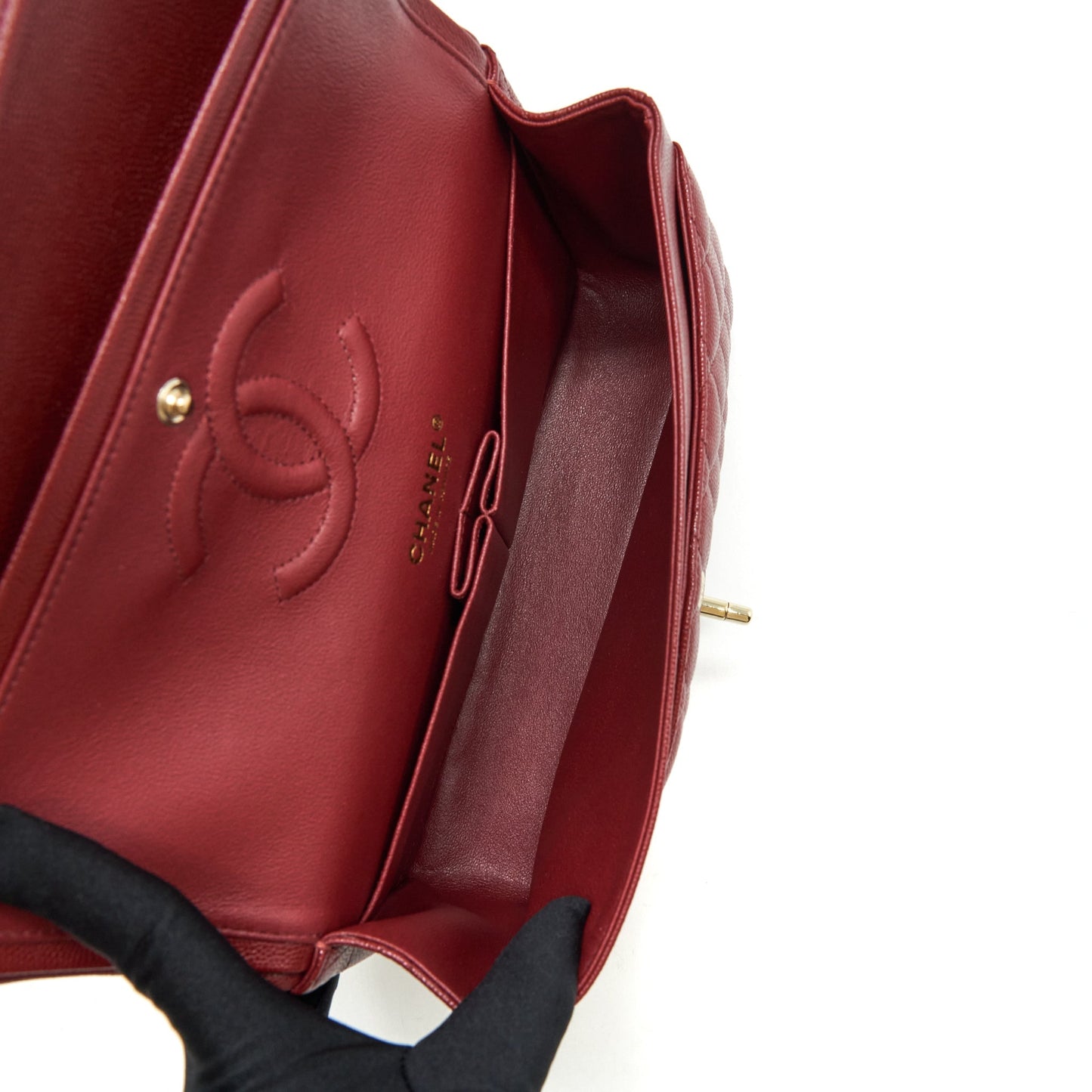 Chanel Medium Classic Double Flap Bag Caviar Dark Red L