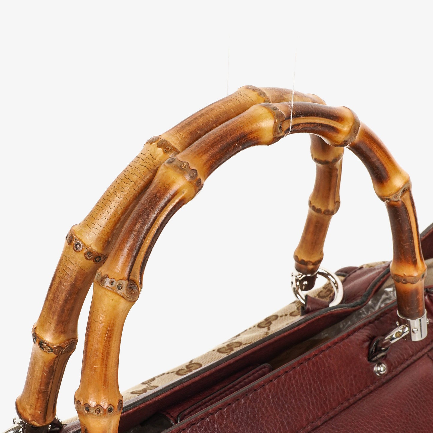 Gucci Bamboo Top Handle Burgundy Lerahter Tote Bag