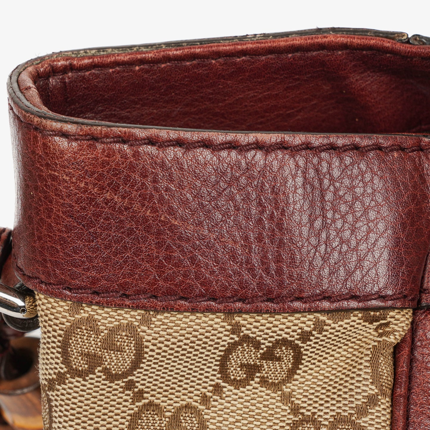 Gucci Bamboo Top Handle Burgundy Lerahter Tote Bag