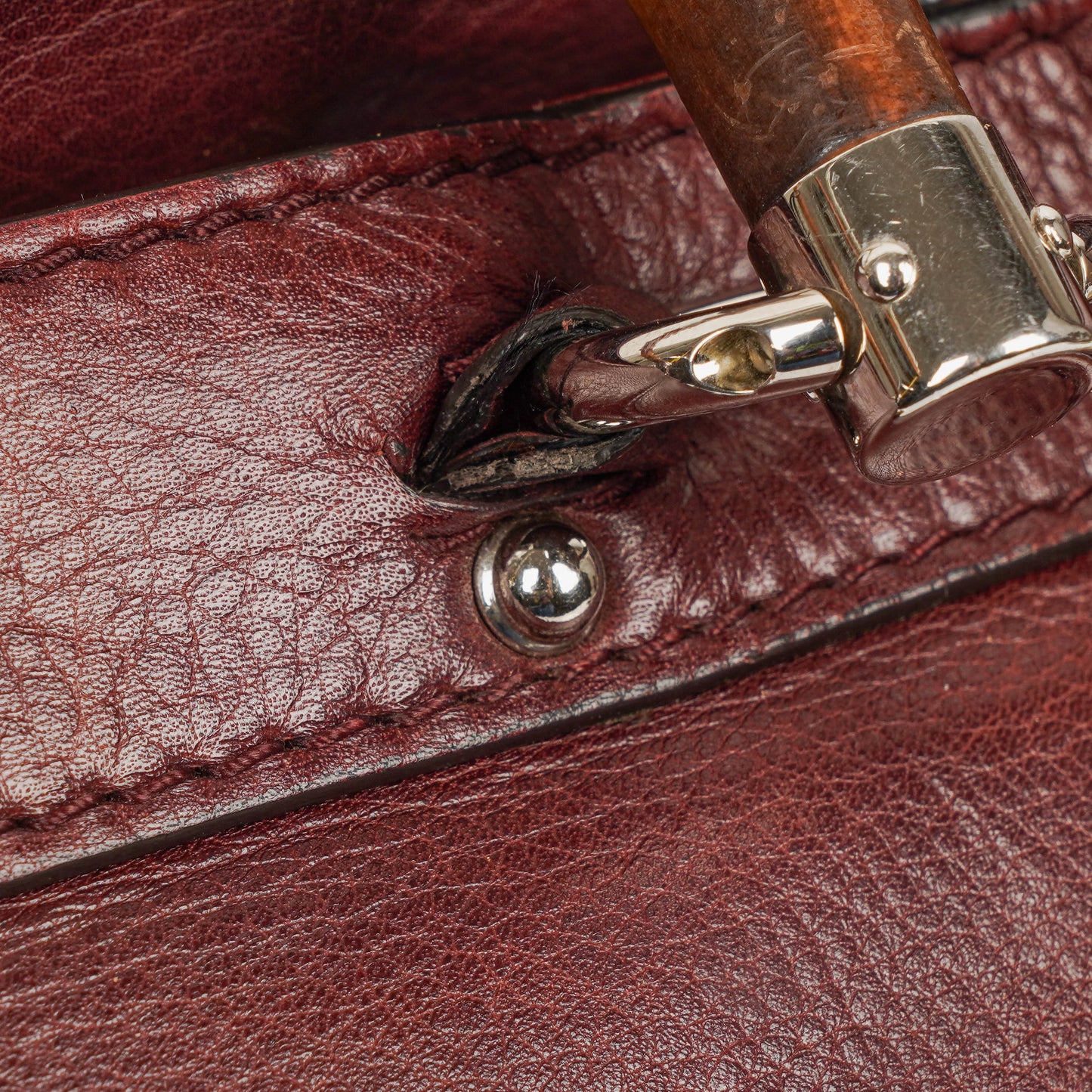 Gucci Bamboo Top Handle Burgundy Lerahter Tote Bag