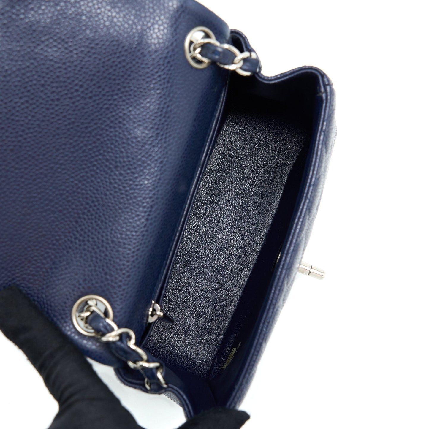 Chanel Mini Square Flap Bag Caviar Navy