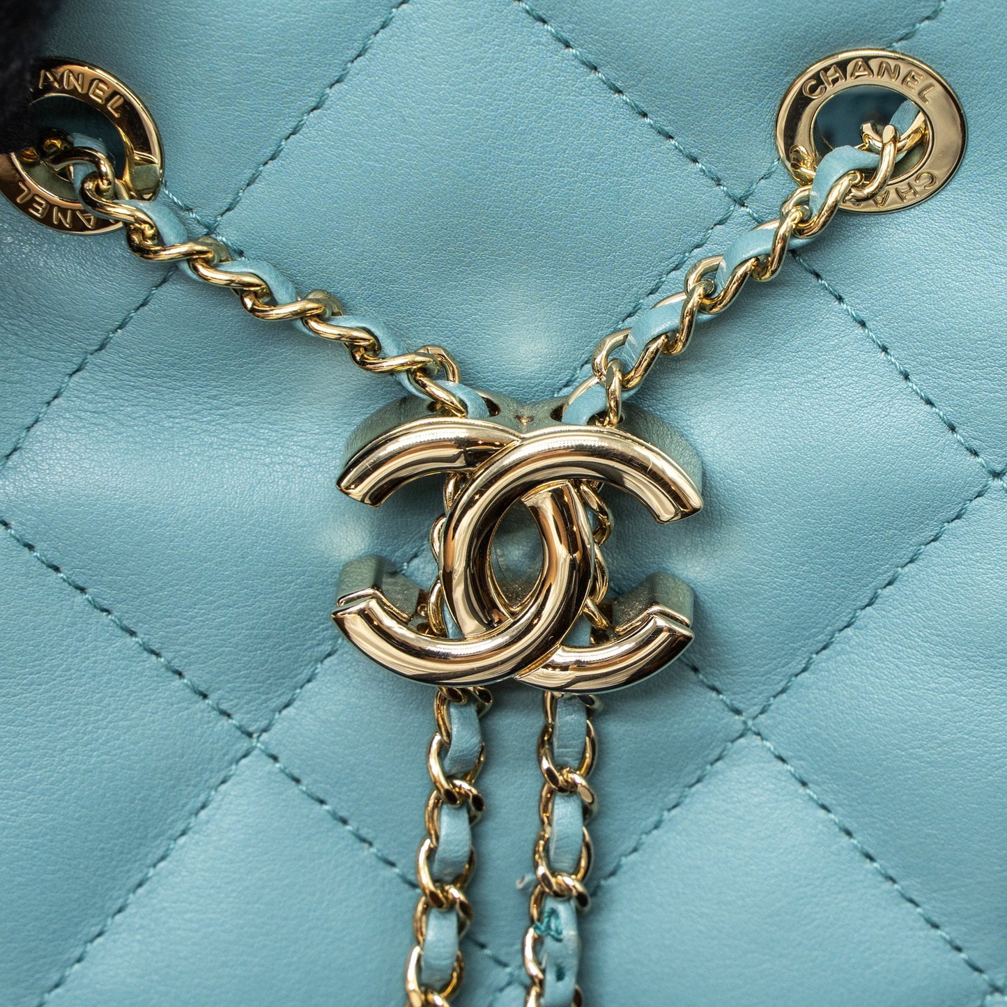 Chanel Bucket Bag Calfskin Light Blue L