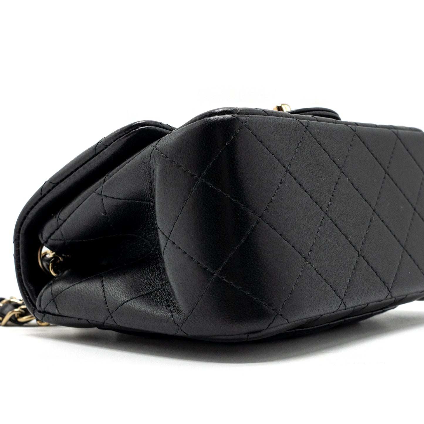 Chanel Classic Mini Square Flap Bag Lambskin Black L (Microchip)