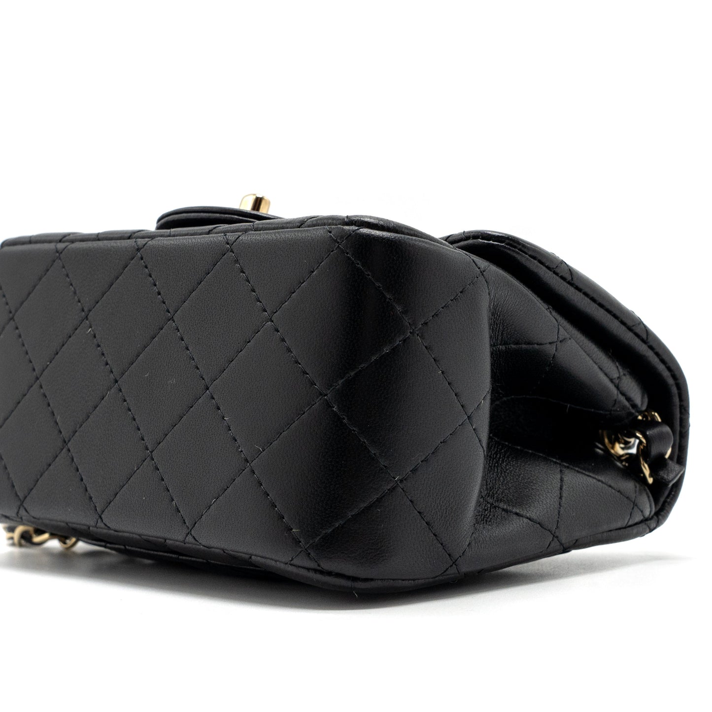 Chanel Classic Mini Square Flap Bag Lambskin Black L (Microchip)
