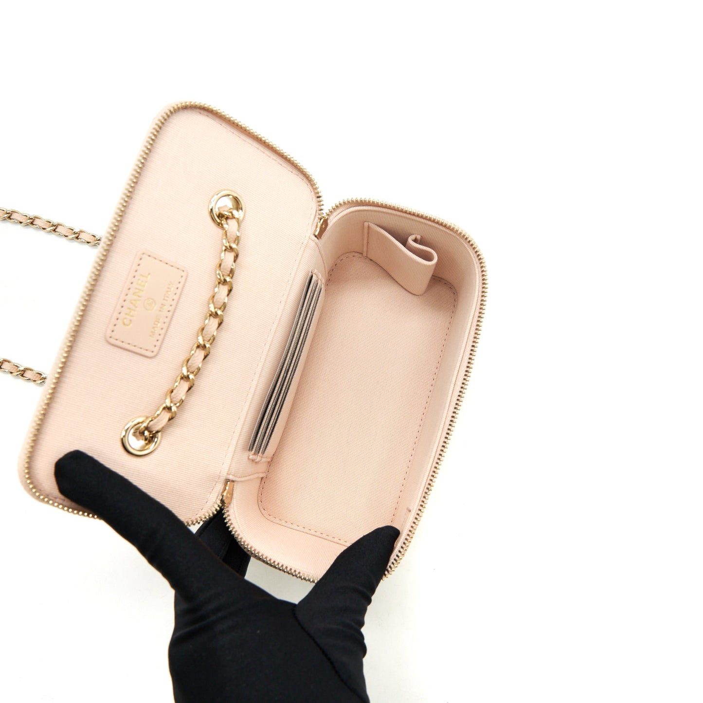 Chanel Long Vanity Case Caviar Nude Pink L