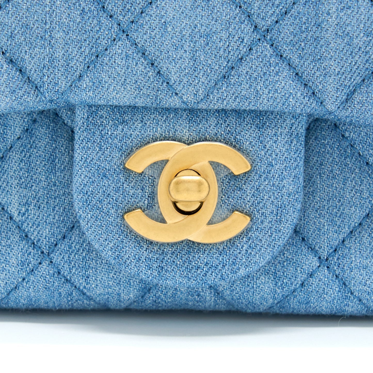 Chanel 22C Denim Pearl Crush Mini Square Flap Bag