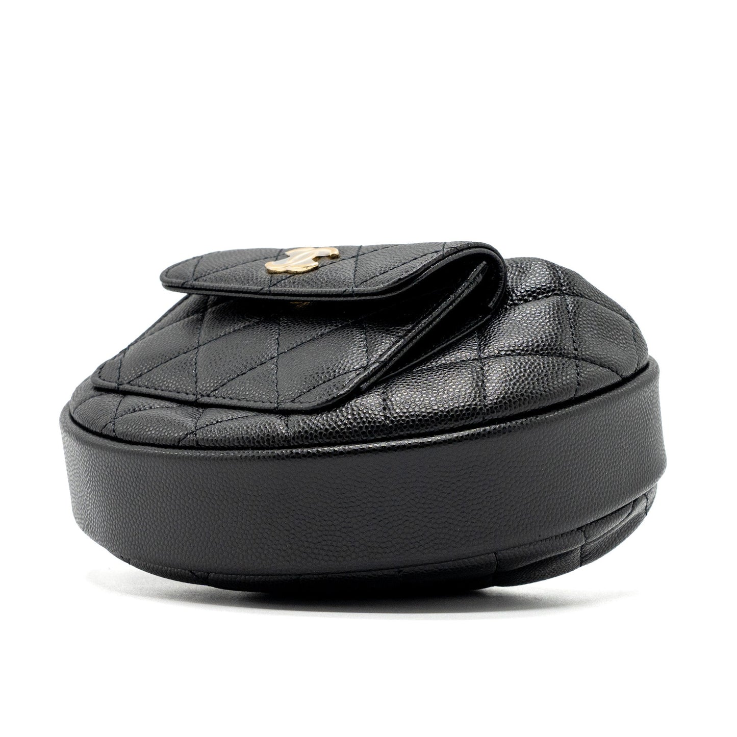 Chanel 23B round clutch caviar black  (microchip)