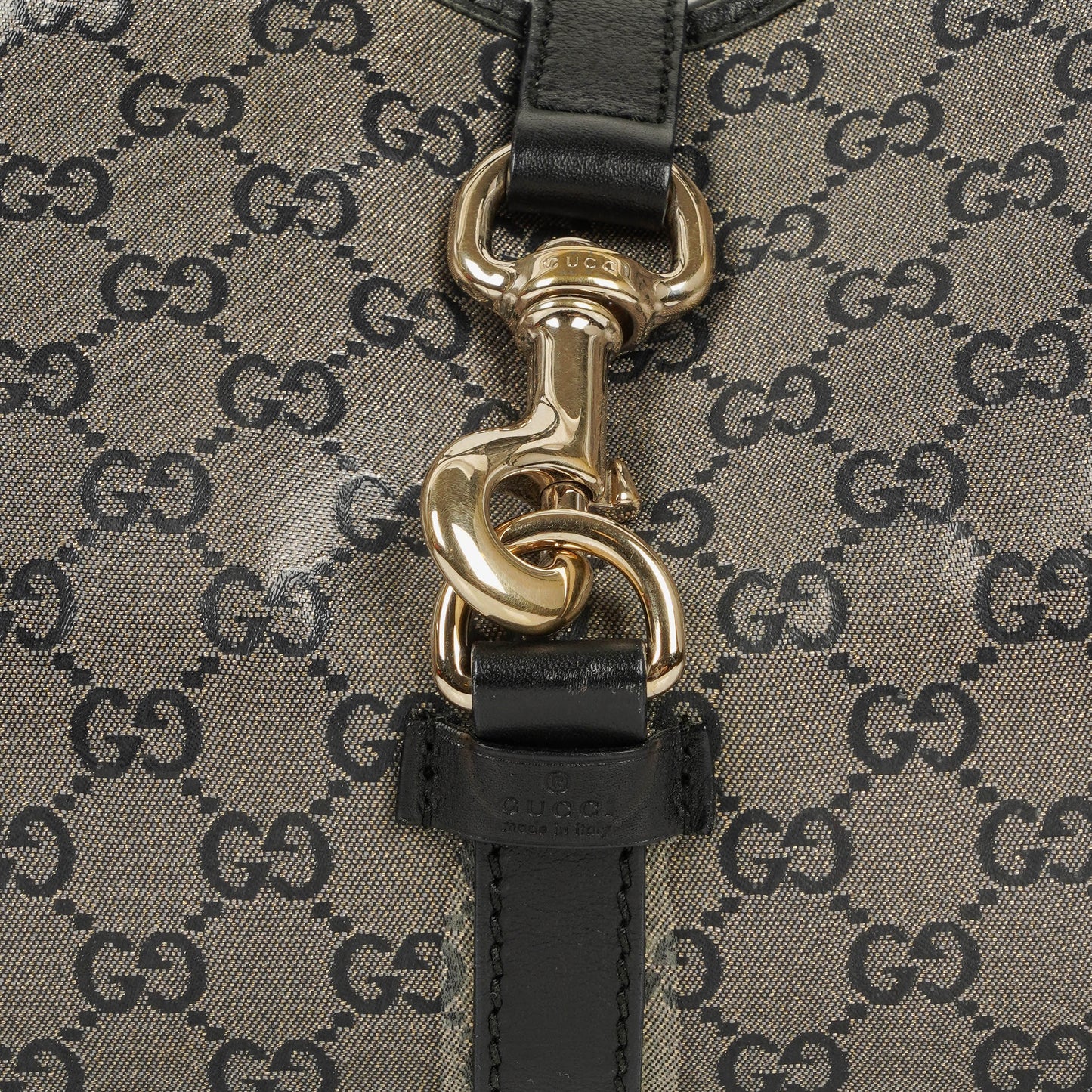 Gucci Jackie Bardot Crystal GG Canvas Shoulder Bag
