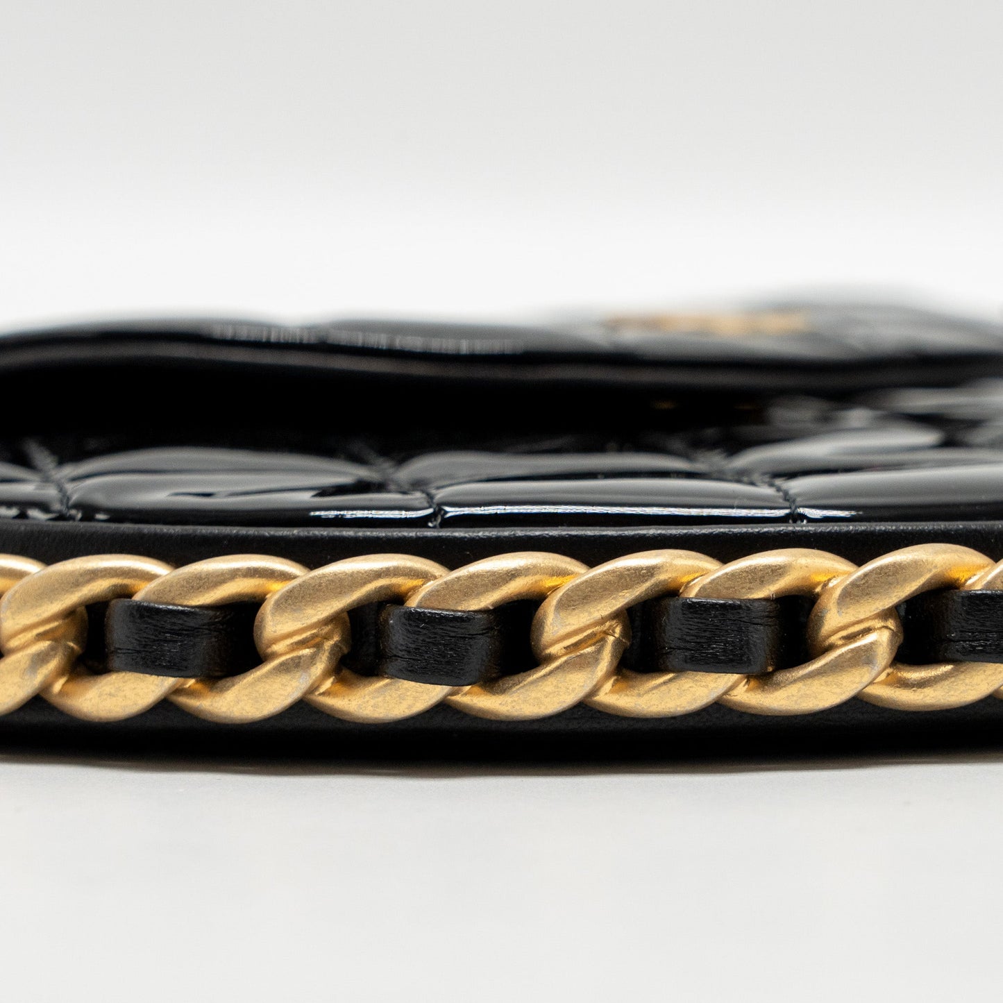 Chanel 23K Hoop Bag Patent Leather Black  (Microchip)