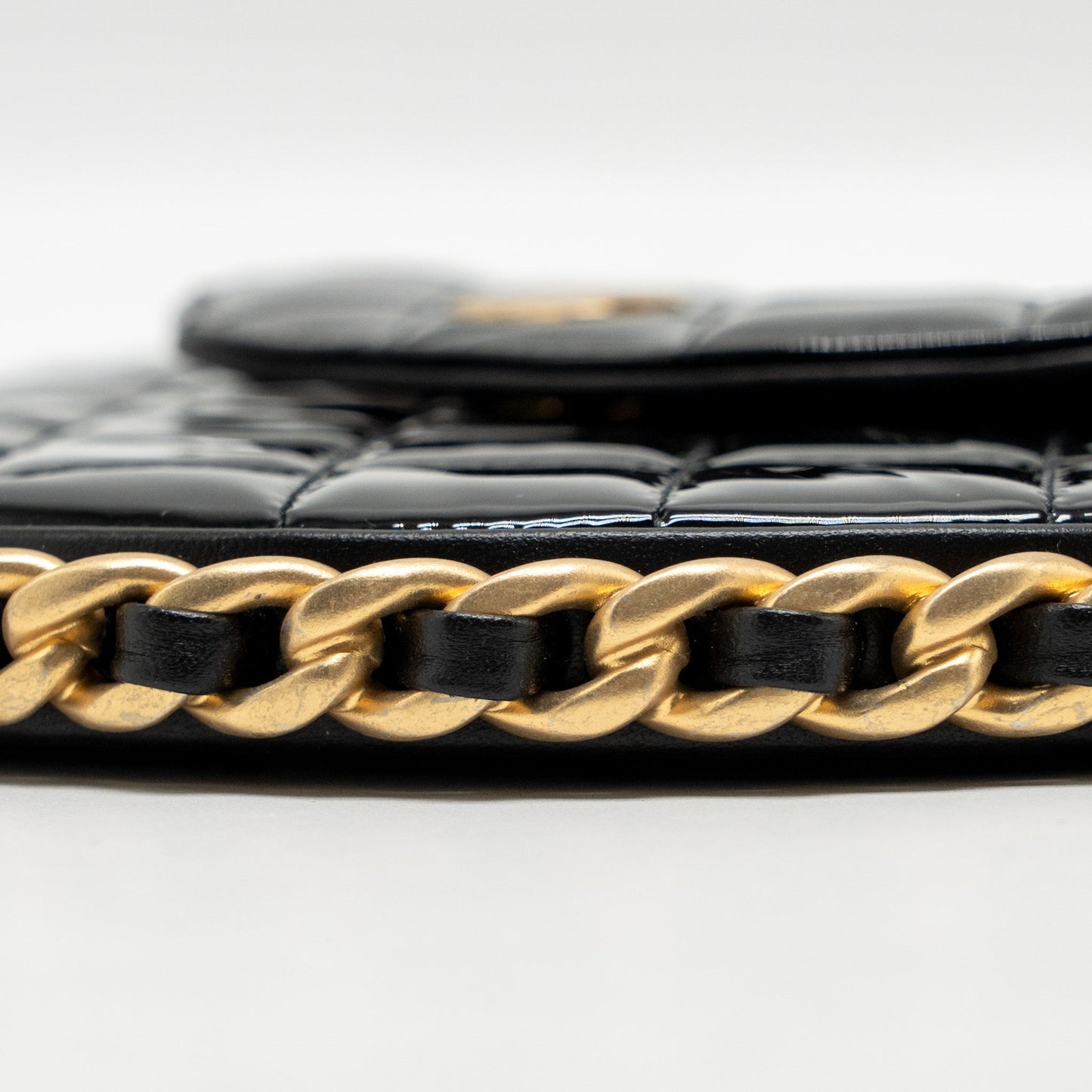 Chanel 23K Hoop Bag Patent Leather Black  (Microchip)