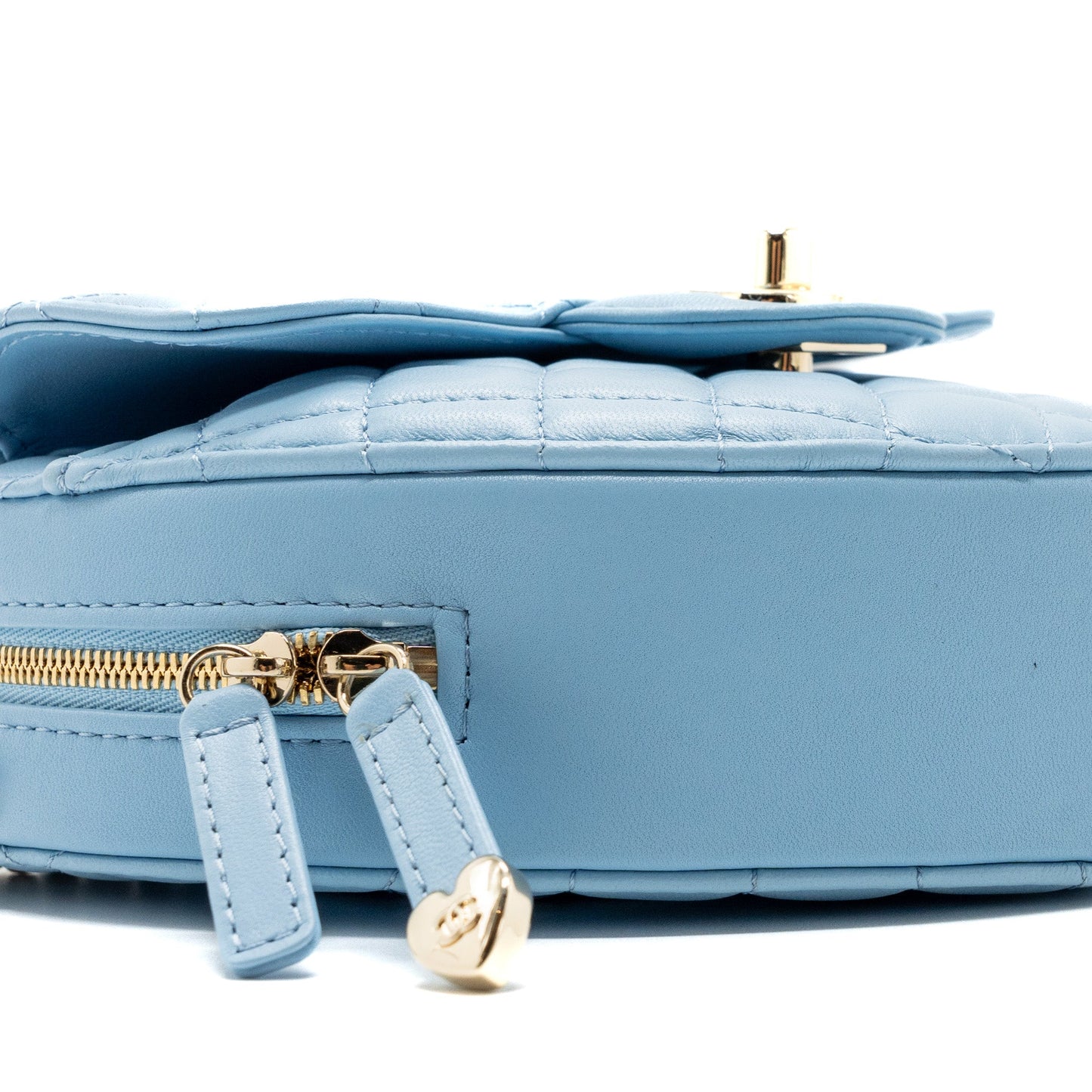 Chanel Heart Bag Lambskin Light Blue L (microchip)
