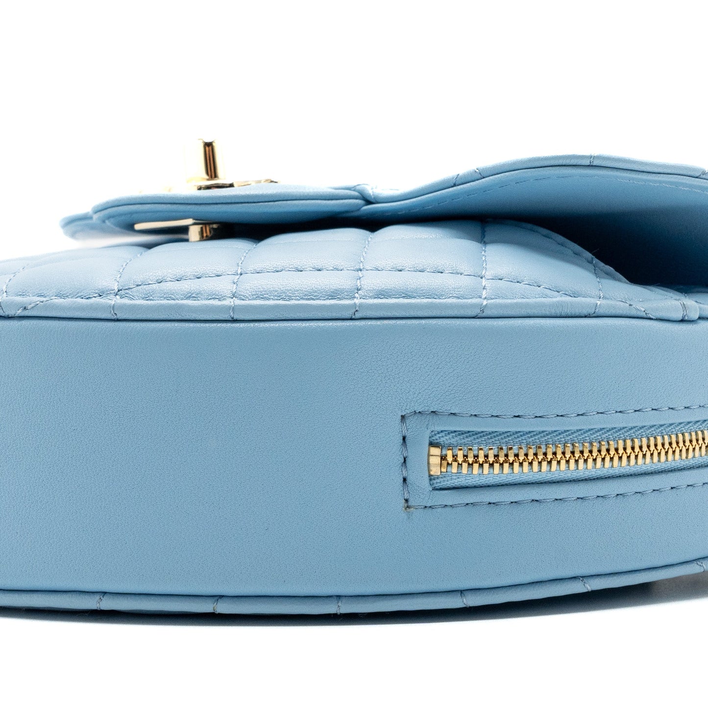 Chanel Heart Bag Lambskin Light Blue L (microchip)