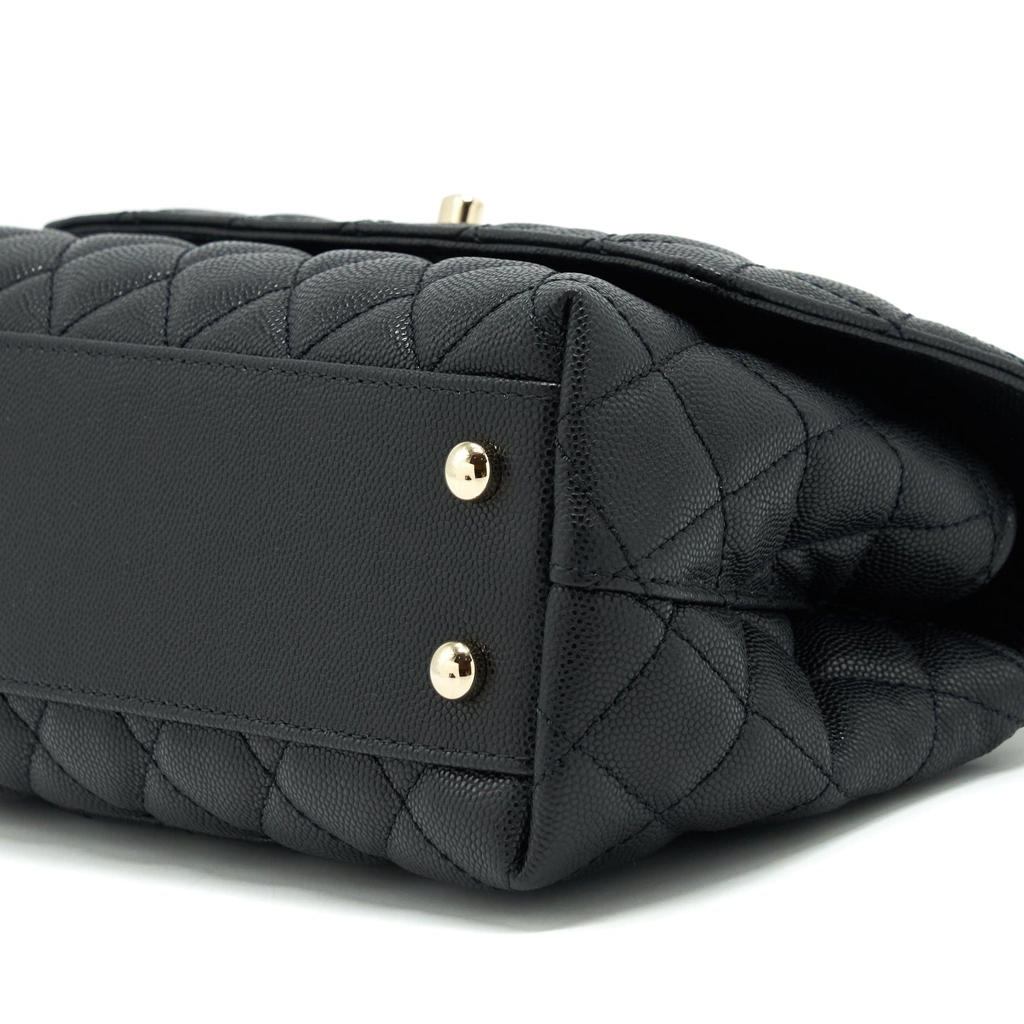 Chanel Small Coco Handle Caviar Black L With Red Embossed Handle