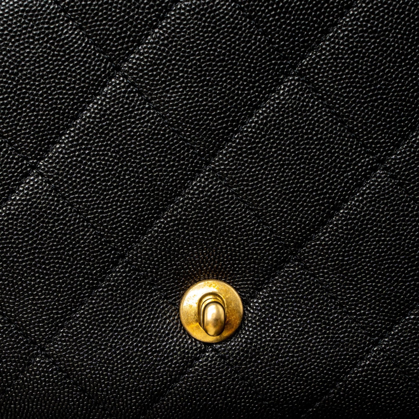 Chanel Flap Bag With Detail Chain Grained Calfskin Black Brushed  (Microchip)