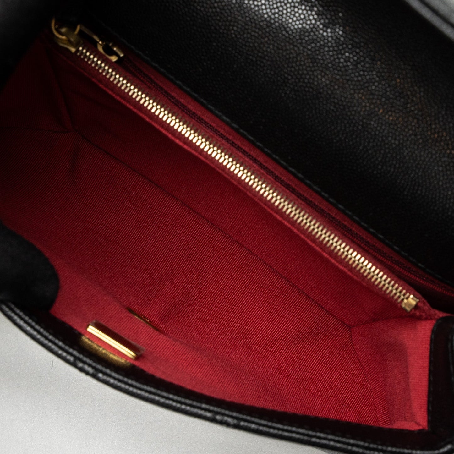 Chanel Flap Bag With Detail Chain Grained Calfskin Black Brushed  (Microchip)