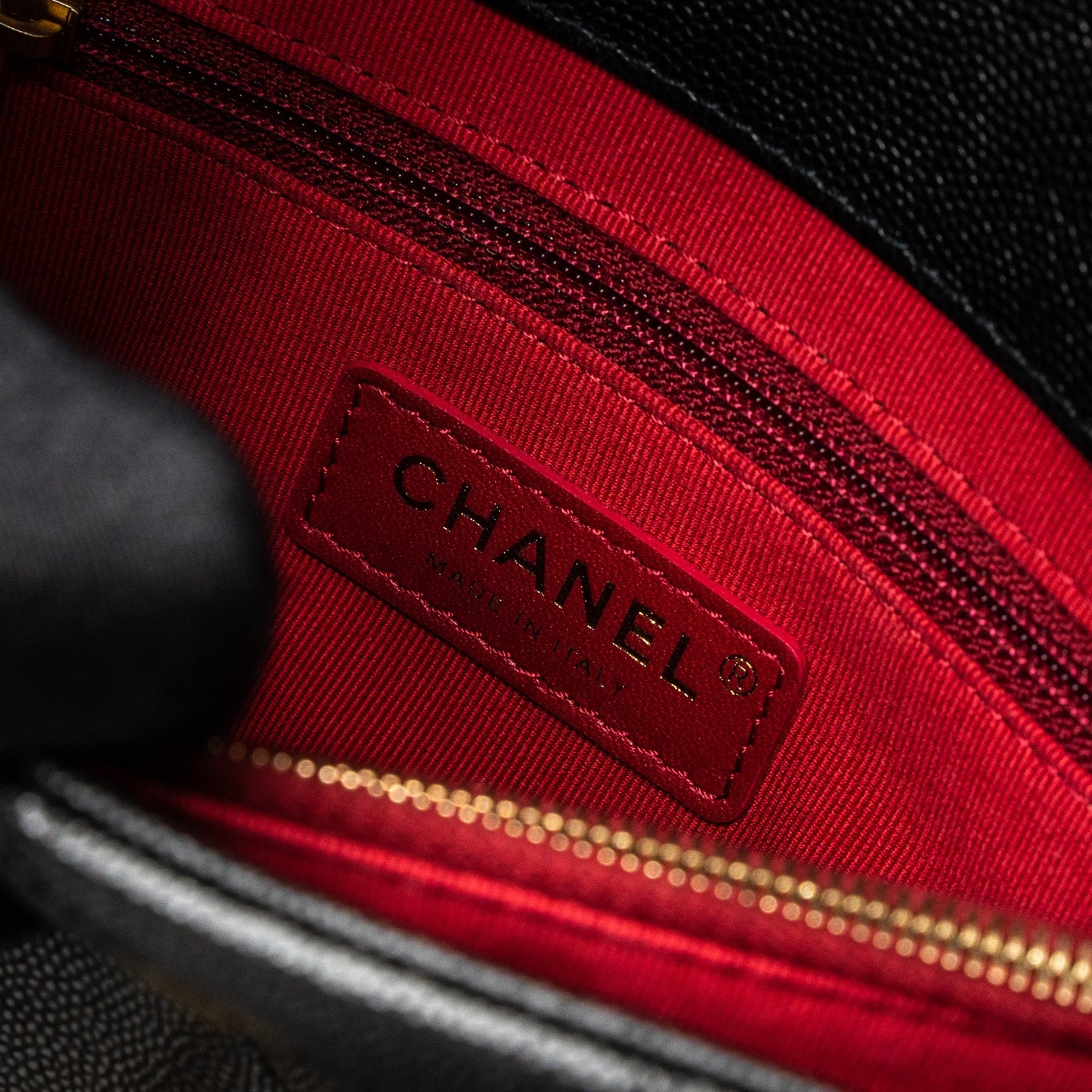 Chanel Flap Bag With Detail Chain Grained Calfskin Black Brushed  (Microchip)