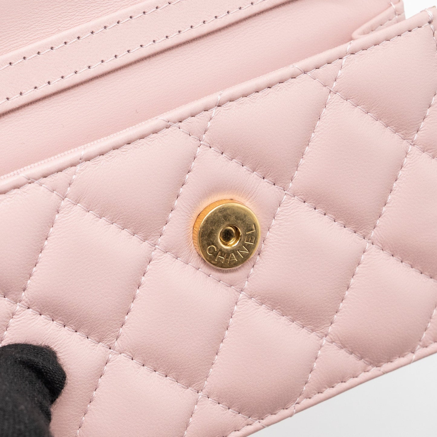 Chanel mini flap card holder with chain limited edition lambskin light pink  (microchip)