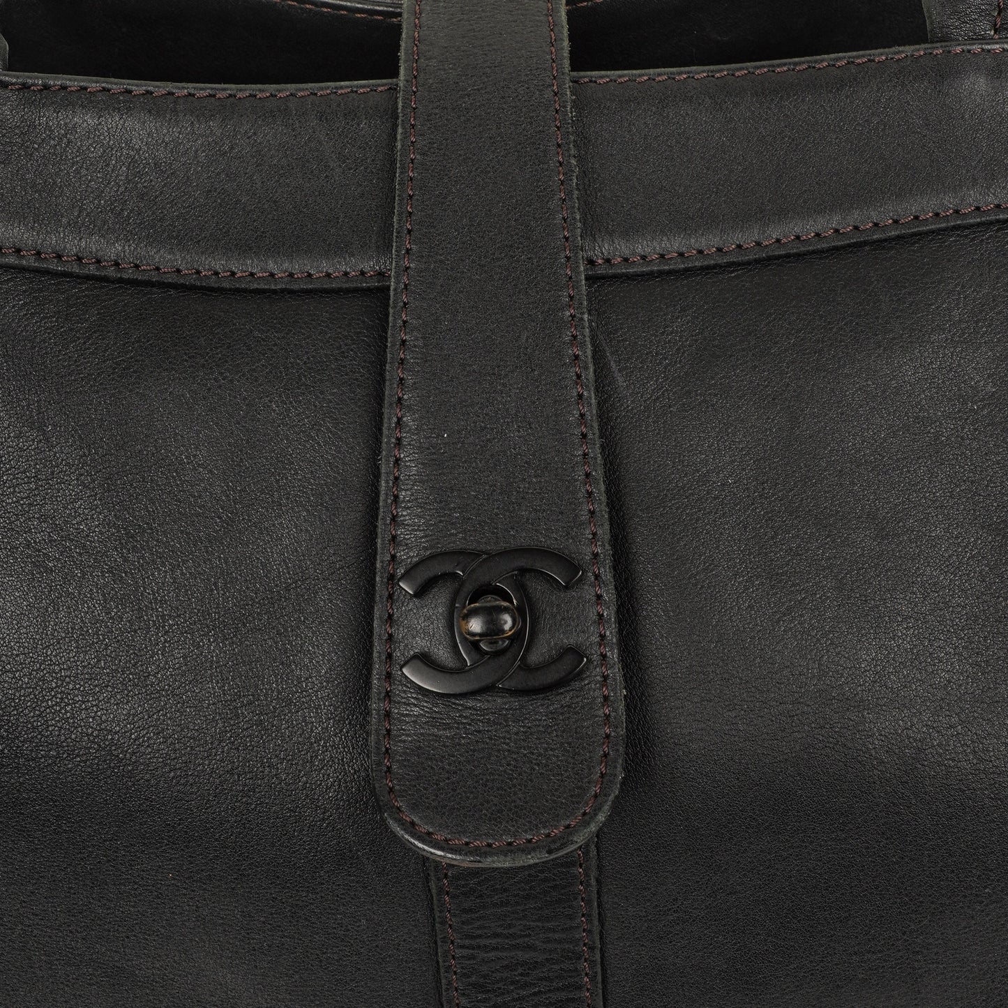 Chanel CC Black Leather Tote Bag