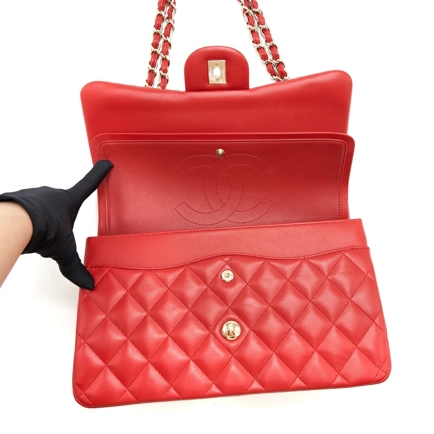 Chanel Classic Jumbo Double Flap Bag Lambskin Red L