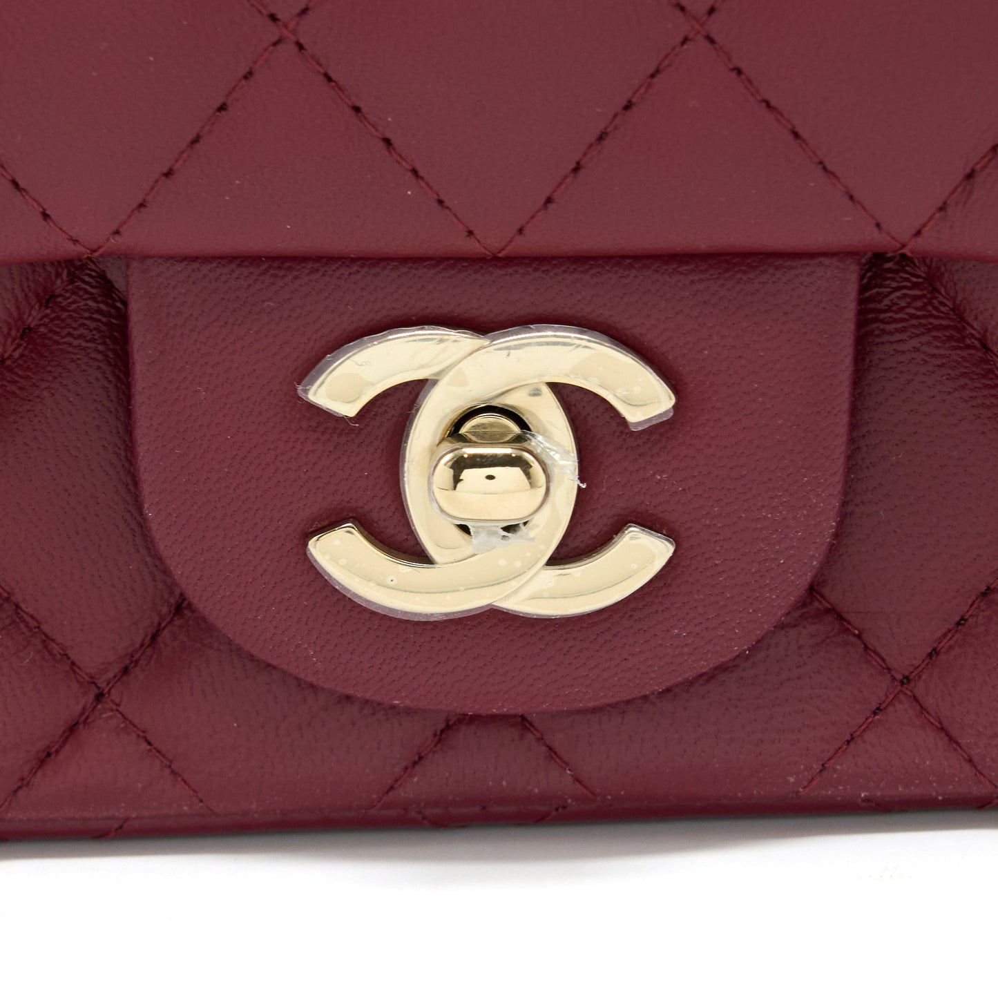 Chanel 22A Mini Square Flap Bag Lambskin Burgundy L (Microchip)