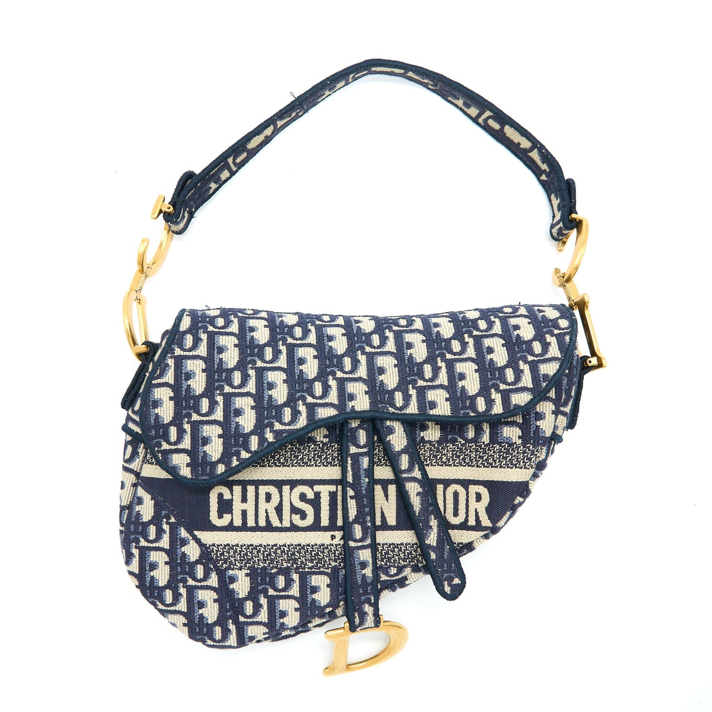 Dior Saddle Purse Blue Oblique Embroidery