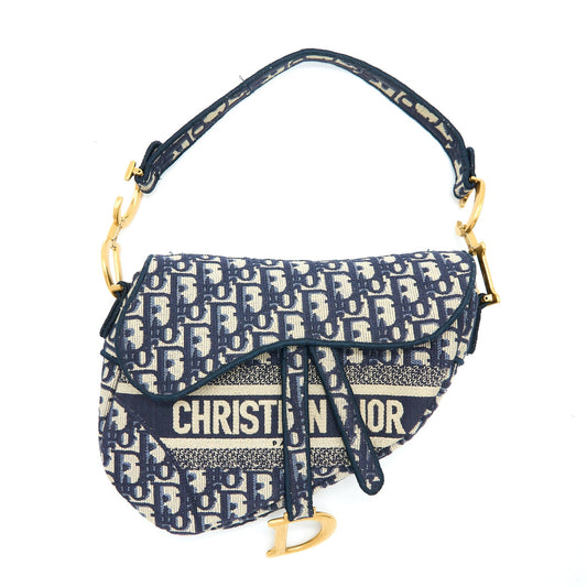 Dior Saddle Purse Blue Oblique Embroidery