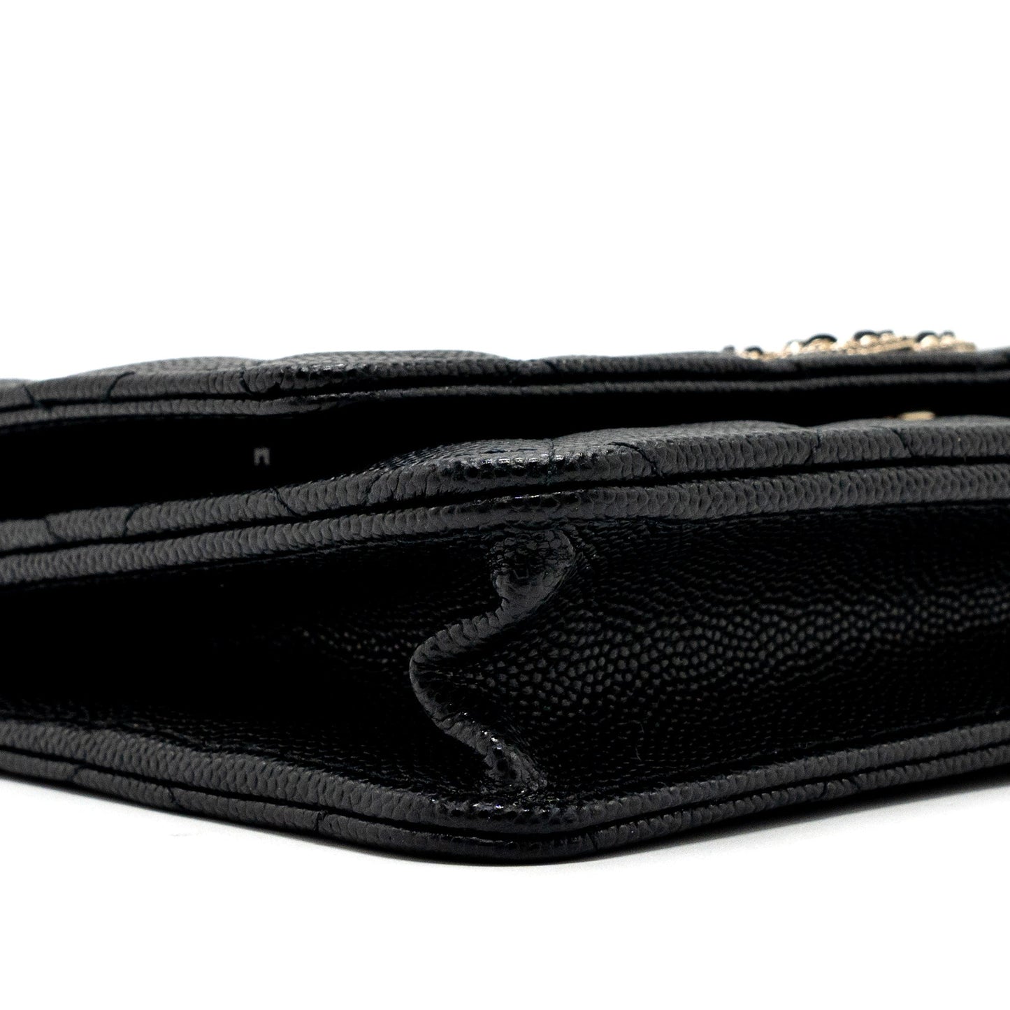 Chanel Detailed Logo Wallet On Chain Black Caviar L (microchip)