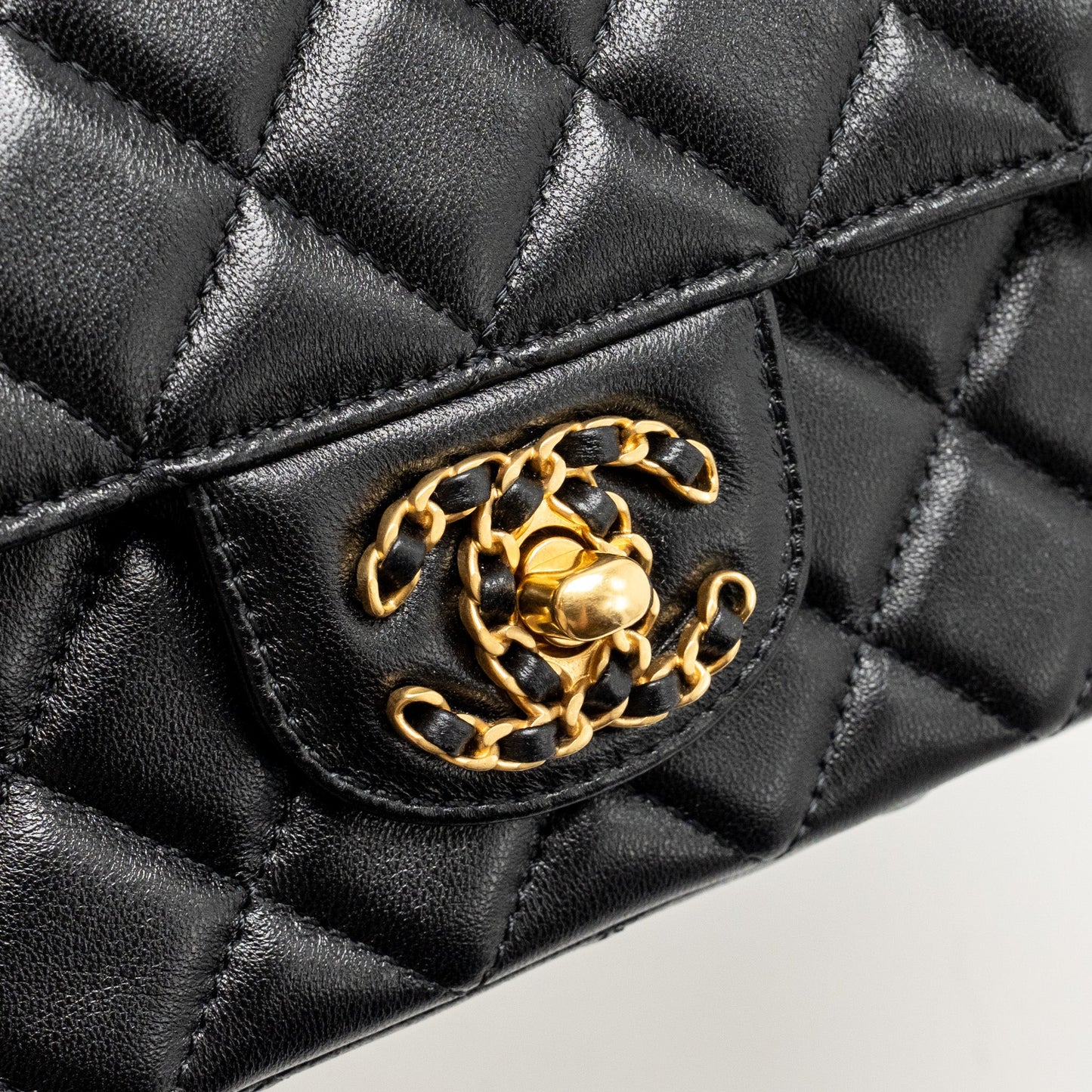 Chanel 24c Detail Top Handle Flap Bag Lambskin Black