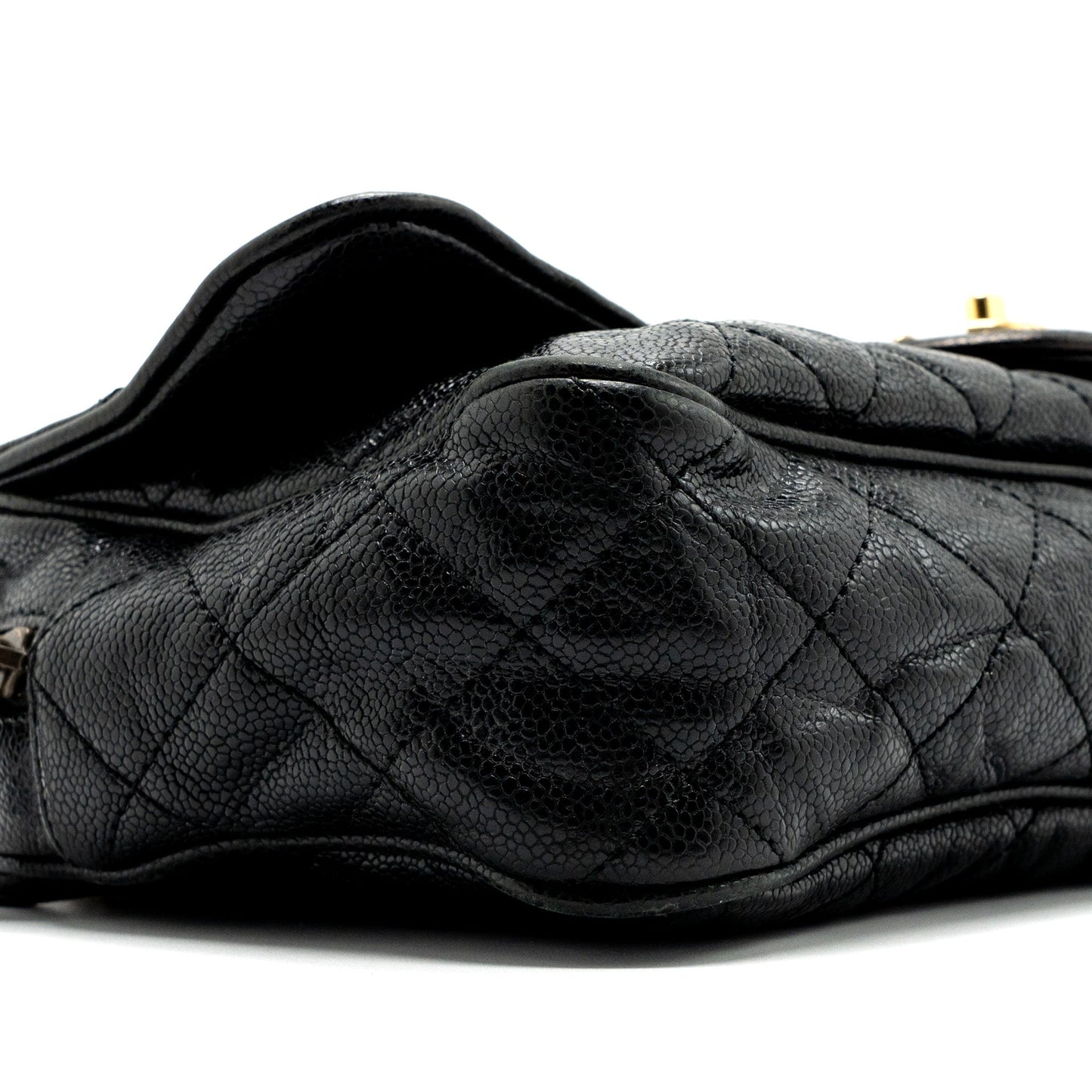 Chanel Large Flap Bag Grained Calfskin Black Brushed